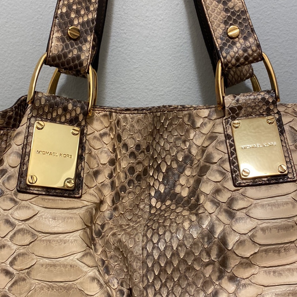 Michael Kors Collection Python Satchel Handbag, B… - image 3